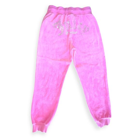 Juicy Couture Big Bling Velour Jogger Hot Pink Rhinestones Athleisure Size M - Picture 2 of 13